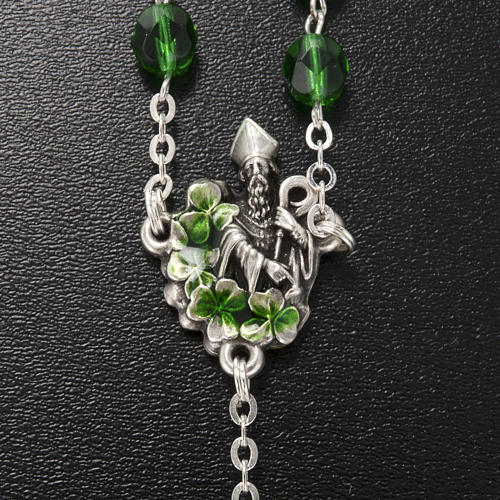 Ghirelli rosary, Saint Patrick green glass 7mm 4