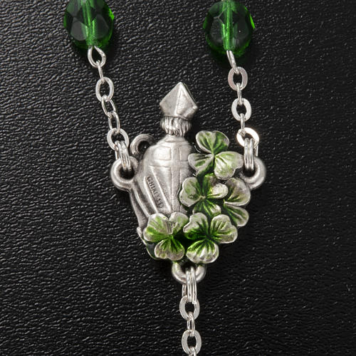 Ghirelli rosary, Saint Patrick green glass 7mm 5