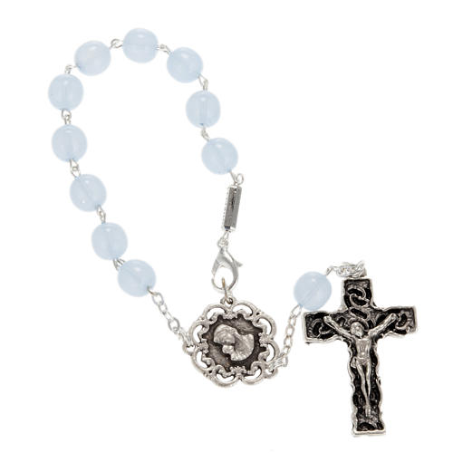 Ghirelli single-decade rosary, glass with Our Lady and baby 8mm 1