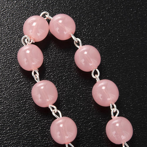 Ghirelli single-decade rosary, pink glass with Our Lady and baby 3