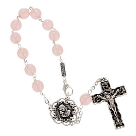 Ghirelli single-decade rosary, pink glass with Our Lady and baby