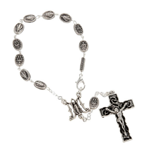 Ghirelli one-decade silver rosary, Miraculous 6x8mm 1