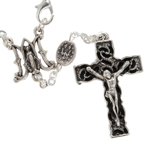 Ghirelli one-decade silver rosary, Miraculous 6x8mm 2