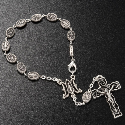 Ghirelli one-decade silver rosary, Miraculous 6x8mm 3