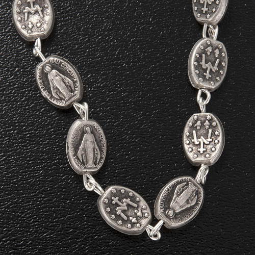 Ghirelli one-decade silver rosary, Miraculous 6x8mm 5