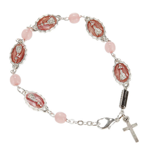 Ghirelli bracelet, Our Lady of Fatima, pink glass 1