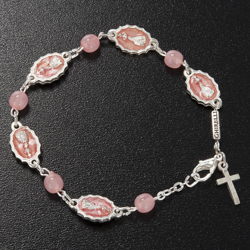 Ghirelli bracelet, Our Lady of Fatima, pink glass 2