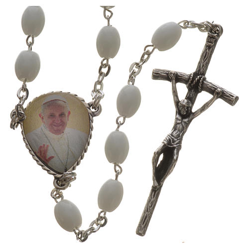 Różaniec Ghirelli Papież Franciszek szkło Bohemia 1