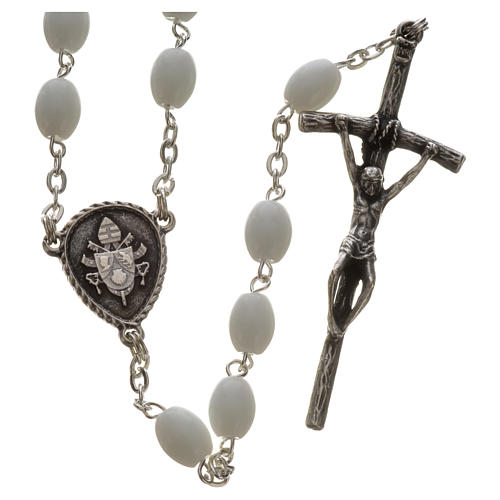 Ghirelli rosary in white Bohemia glass, Benedict XVI 1