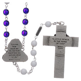 Saint Teresa rosary with blue glass spheres sized 6 mm