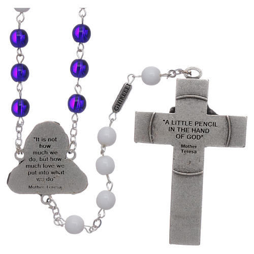 Saint Teresa rosary with blue glass spheres sized 6 mm 2