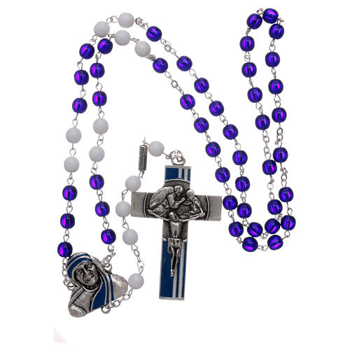 Saint Teresa rosary with blue glass spheres sized 6 mm 4