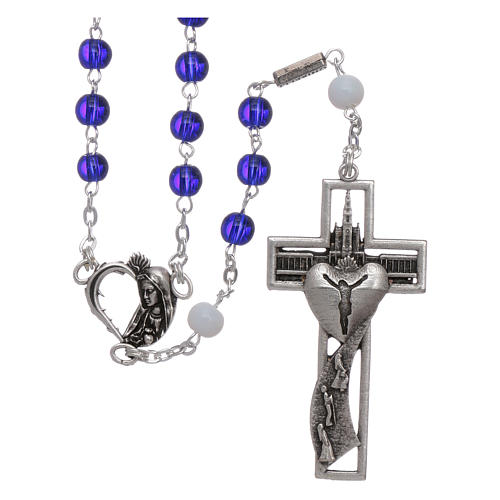Centenary of Fatima rosary with blue 6 mm glass spheres 1