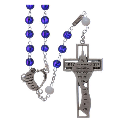 Centenary of Fatima rosary with blue 6 mm glass spheres 2