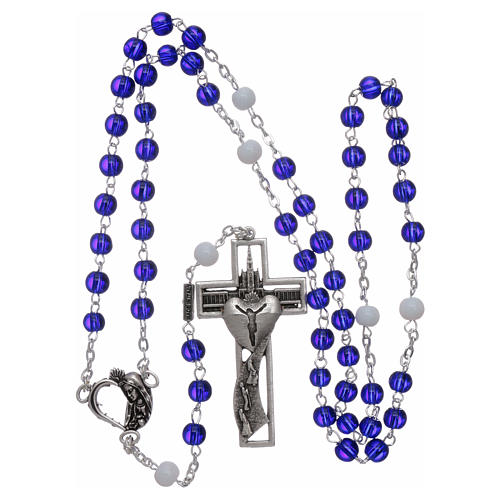 Centenary of Fatima rosary with blue 6 mm glass spheres 4