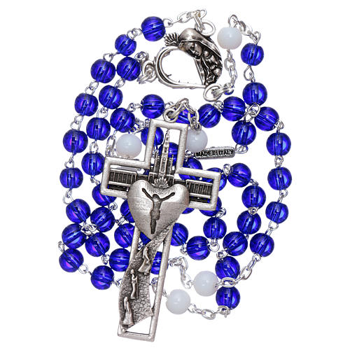 Centenary of Fatima rosary with blue 6 mm glass spheres 5