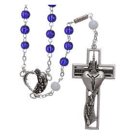 Centenary of Fatima rosary with blue 6 mm glass spheres
