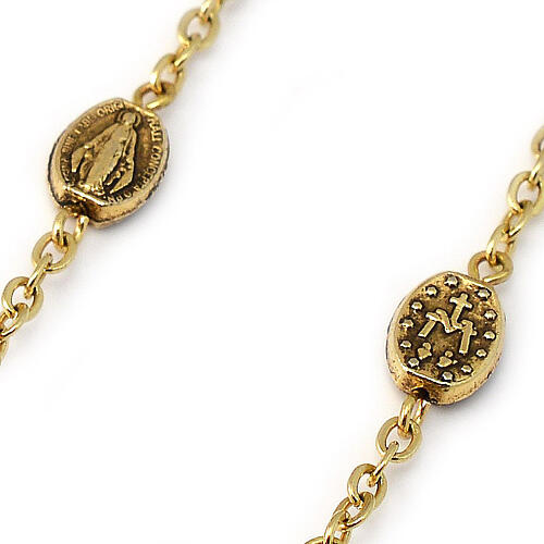 Ghirelli rosary with Miraculous Medals, gold plated metal and 6 mm beads 5