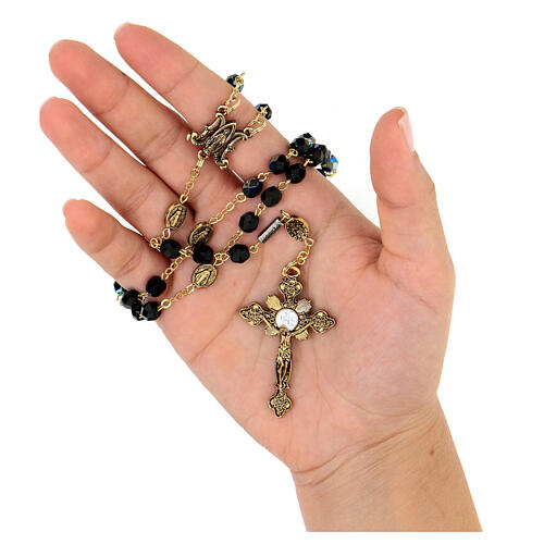 Ghirelli rosary with Miraculous Medals, gold plated metal and 6 mm beads 7