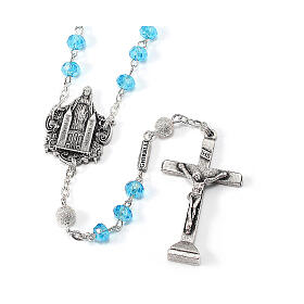 Ghirelli rosary of Medjugorje, aquamarine beads of 6 mm