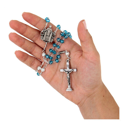 Ghirelli rosary of Medjugorje, aquamarine beads of 6 mm 9