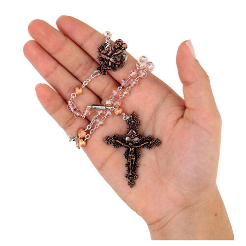 Ghirelli rosary St Gianna pink beads 6 mm 9