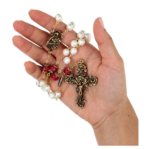 Ghirelli rosary of St Thérèse of Lisieux, 8 mm white beads 6