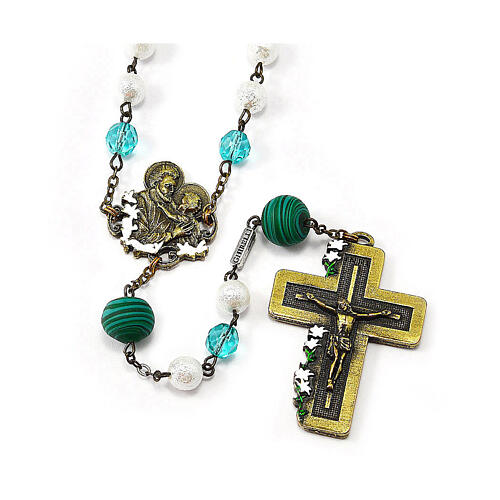 Ghirelli rosary of Saint Joseph, 8 mm white glass beads 1