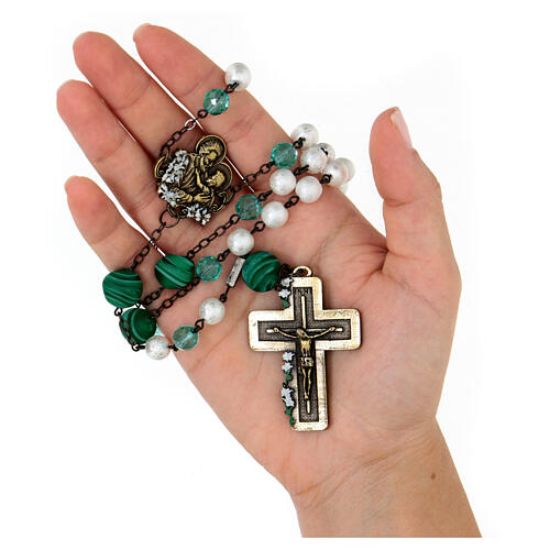 Ghirelli rosary of Saint Joseph, 8 mm white glass beads 9