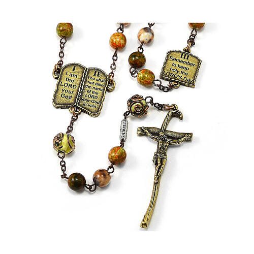 Ghirelli glass rosary 10 English commandments beads 8 mm 1