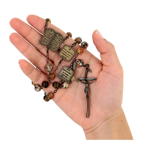 Ghirelli glass rosary 10 English commandments beads 8 mm 11