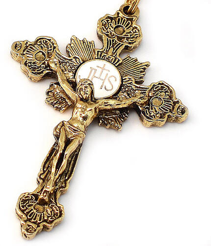 Ghirelli rosary of the Annunciation, golden metal and 8 mm beads 3