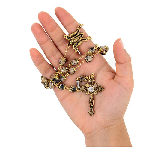 Ghirelli rosary of the Annunciation, golden metal and 8 mm beads 6