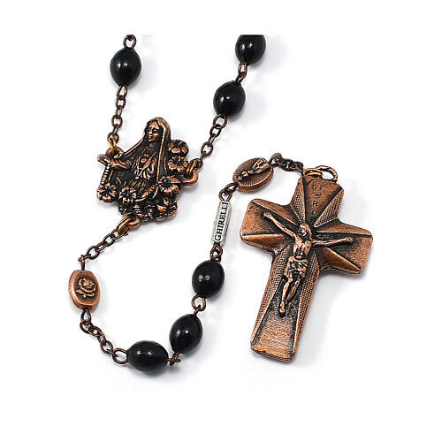 Ghirelli rosary of Our Lady of Fatima, black wooden beads of 6 mm 1