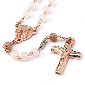 Ghirelli rosary of 925 silver, rose gold and 6 mm quartz beads