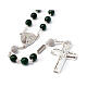 Ghirelli rosary of rhodium-plated 925 silver and 6 mm malachite beads s1