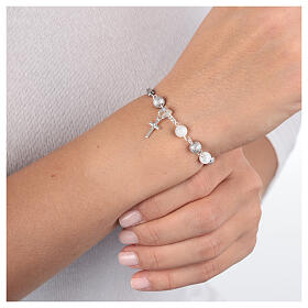 Single-decade rosary bracelet of 925 silver and 6 mm pearls