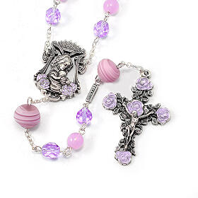 Ghirelli rosary for women, 10 mm Murano glass beads and old silver finished metal