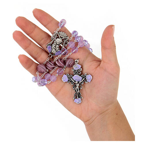 Ghirelli rosary for women 10 mm in antique silver Murano glass 9