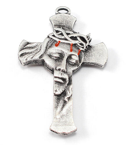 Różaniec męski 8 mm, Ghirelli, twarz Chrystusa, hematyt, srebro 7