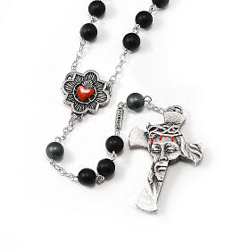 Ghirelli rosary for men 8 mm face of Christ silver hematite