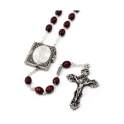 Ghirelli rosary 8 mm Baroque silver Lourdes 1