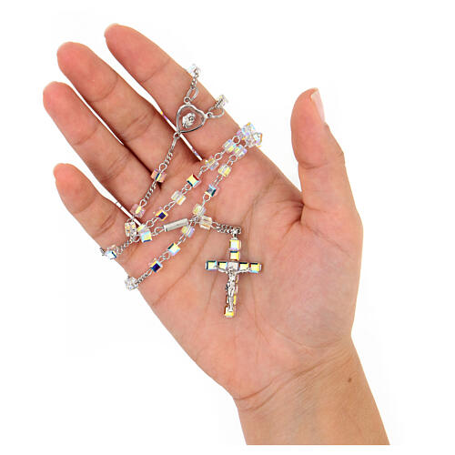 Ghirelli rosary necklace of 925 silver with 4 mm squared crystals 8