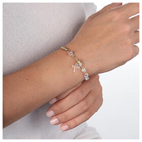 Ghirelli decade bracelet in 925 silver, yellow gold plated, crystal cross