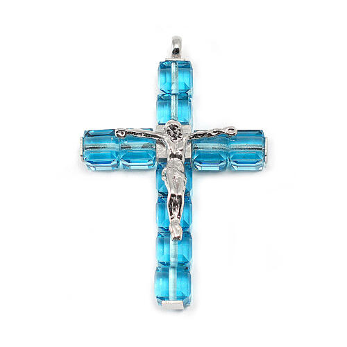 Ghirelli rosary of Lourdes, sapphire crystal beads of 6 mm and rhodium-plated silver 5
