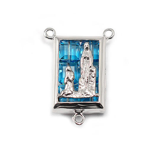 Rosario Ghirelli Virgen de Lourdes cristal de zafiro y plata rodata, cuentas 6 mm diámetro 3