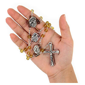 Ghirelli rosary of Luminous Misteries, 6 mm topaz glass beads