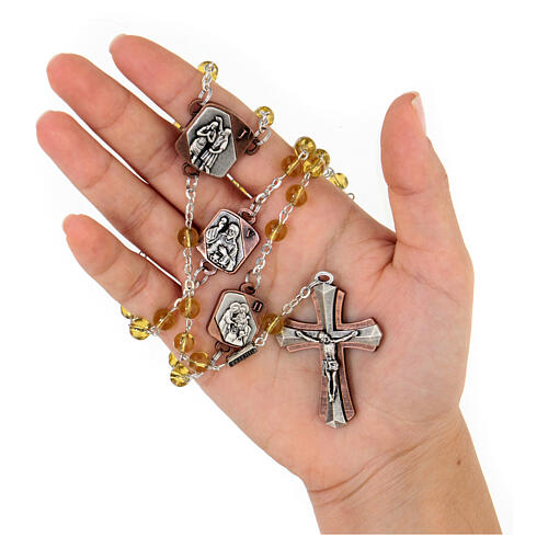 Ghirelli rosary of Luminous Misteries, 6 mm topaz glass beads 2