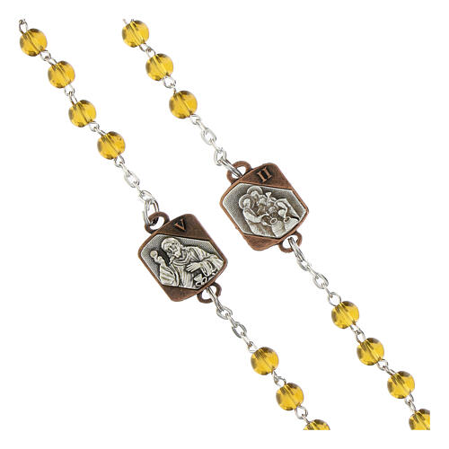 Ghirelli rosary of Luminous Misteries, 6 mm topaz glass beads 3