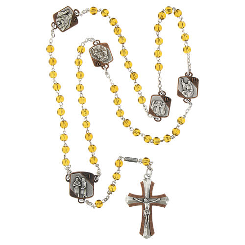 Ghirelli rosary of Luminous Misteries, 6 mm topaz glass beads 7